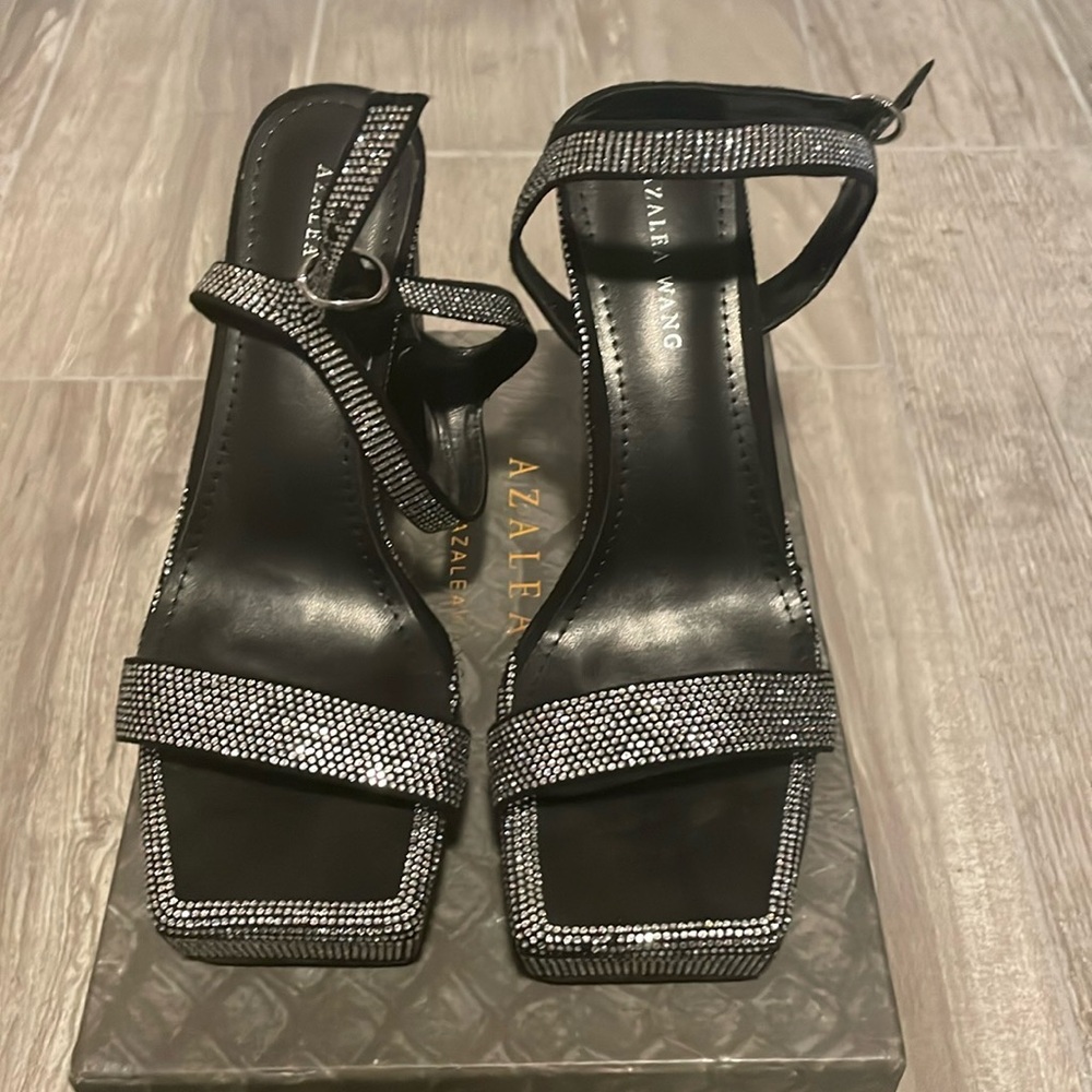 Bling Black Platform Heels